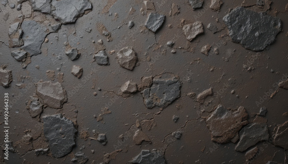 Poster dark brown and gray porous surface texture rough slate-like material with deep texture and depth