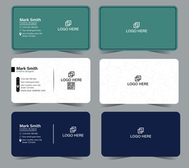 Set of modern business card print templates. Personal visiting card with company logo. Vector illustration. Stationery design