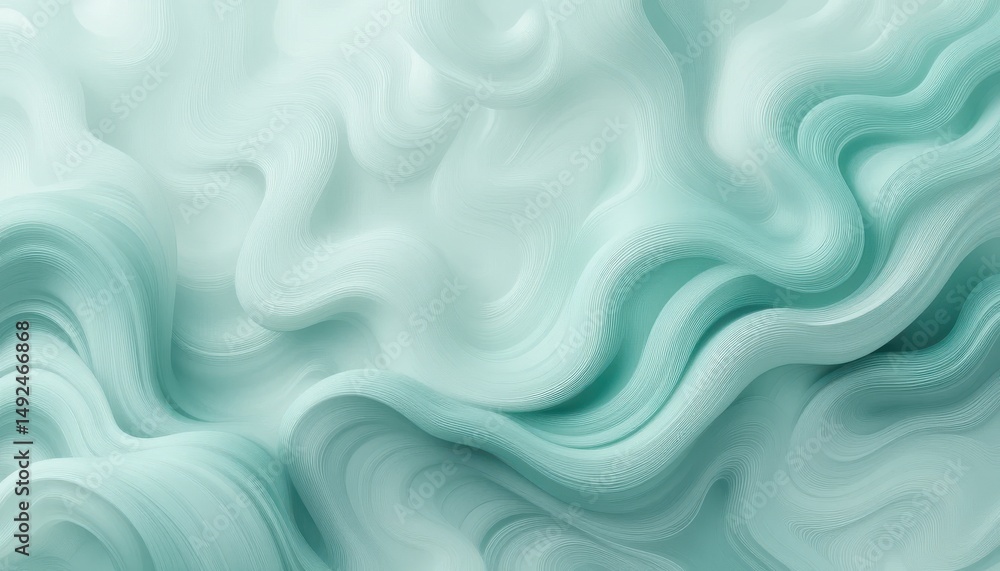Poster serene mint green and gray abstract swirl background tranquil flowing pattern texture