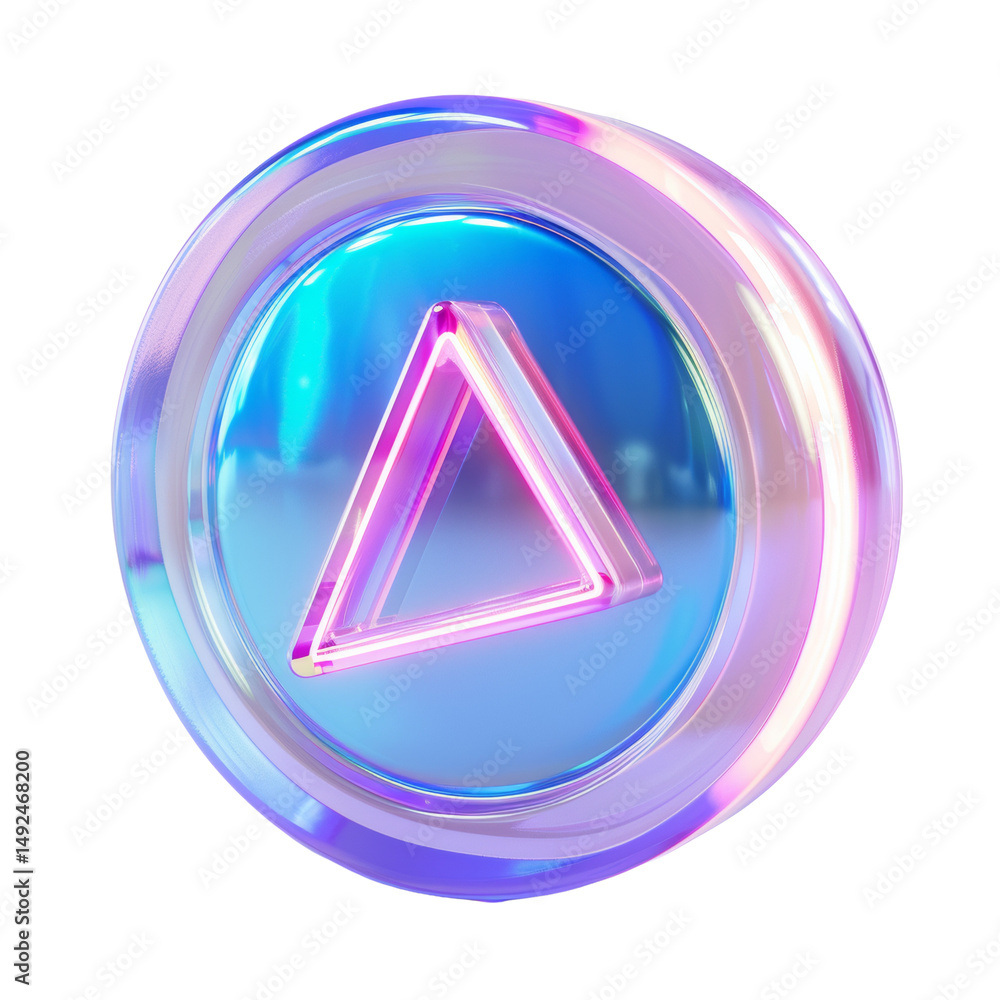 Aufkleber Holographic Triangle Symbol Floating in a Translucent Circular Gradient Frame