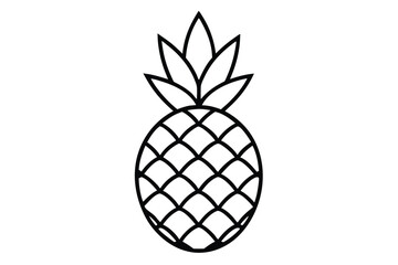 Obraz premium Pineapple Line Art Icon – Minimalist Tropical Fruit Outline in Vector Format
