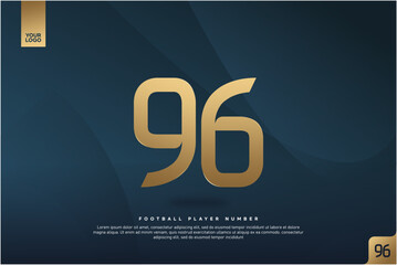 Modern Gold Number 96 on Dark Blue Background for Football Jersey Design