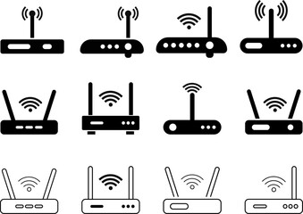  router icon set. Wireless technology sign. connection symbol. modern technology