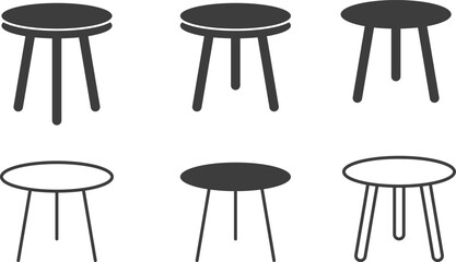 stool icon set. Furniture cafe. Clipart image sign
