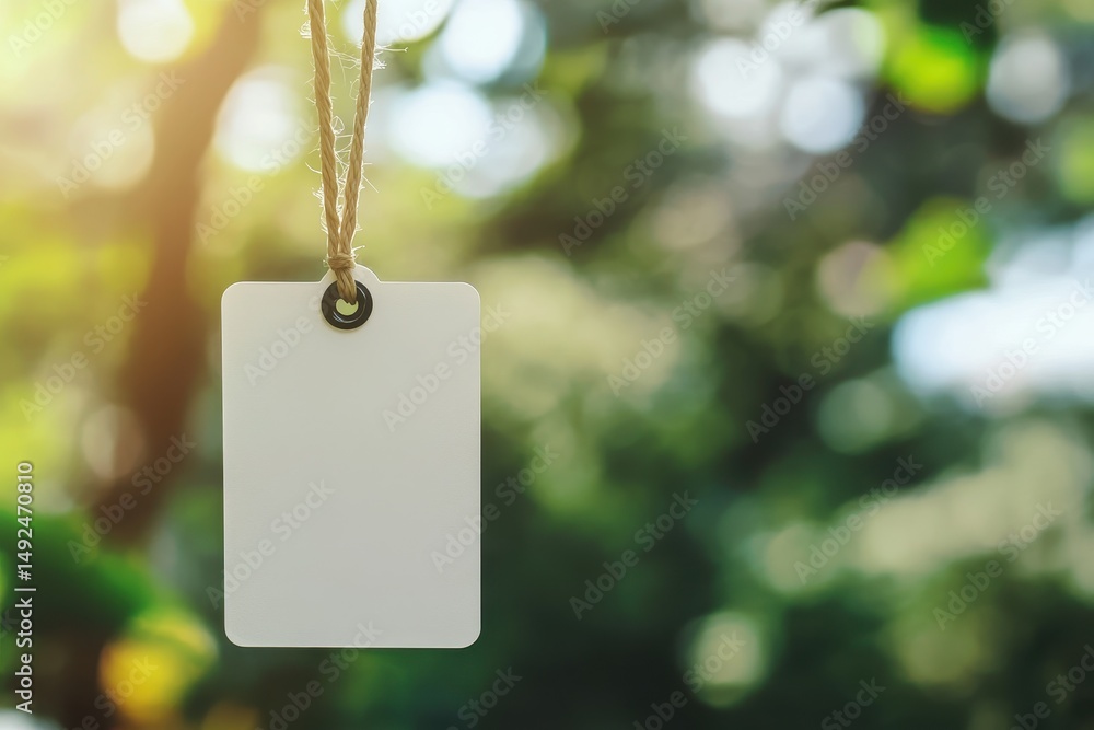 Aufkleber minimalist event tag. blank white badge mockup with neck string for identity display