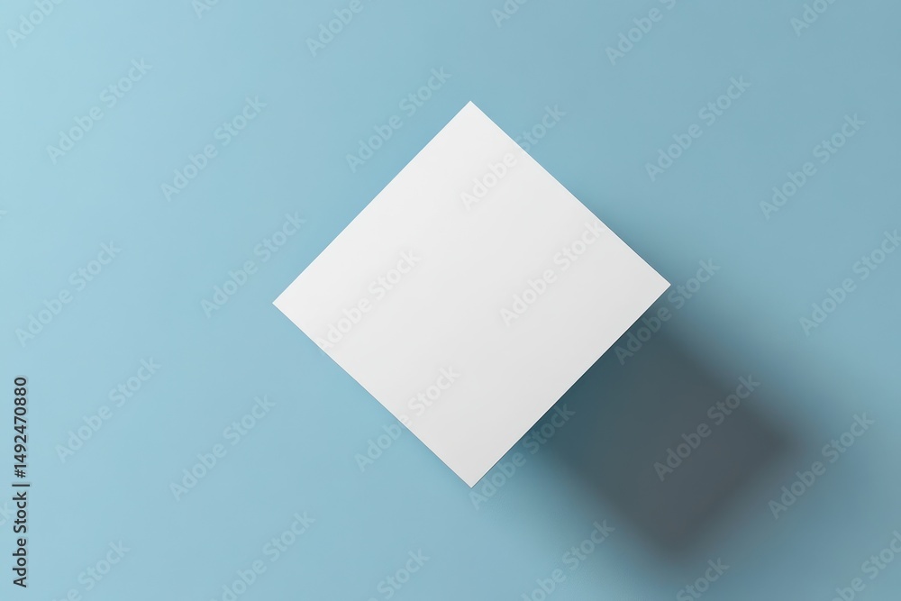 Poster minimalist floating square card mockup on clean white background for business design showcase