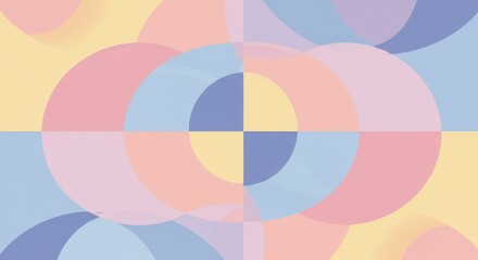 Obraz premium Pastel Geometric Abstract Background Circular and Square Shapes in Soft Colors