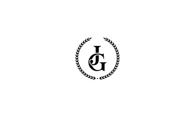 JG initial letters, monogram logo