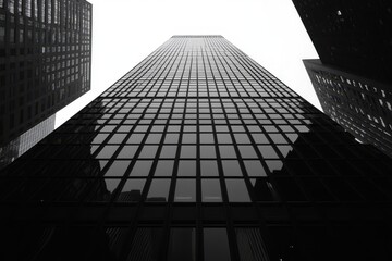 Fototapeta premium Modern Skyscraper: A Glimmering Glass Structure Representing Urban Business Success