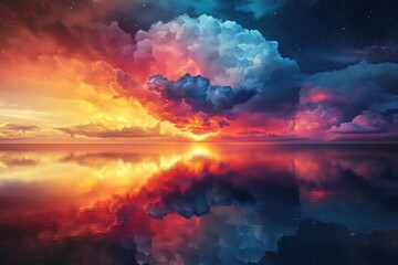 Fototapeta premium Celestial Sunset Reflection