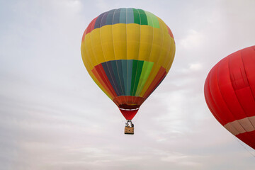 Close up View of a Colorful Aerostat Soaring in the Sky