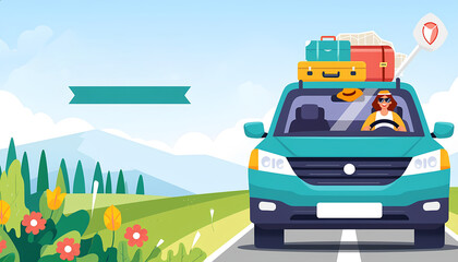Naklejka premium Travel by car around the world