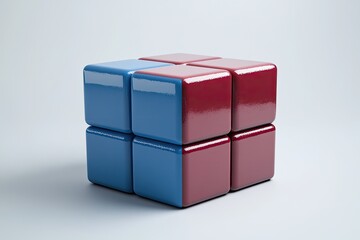 Obraz premium Geometric puzzle of two-color cubes