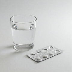 verre d'eau et plaquette de comprimés