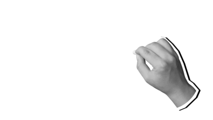 A hand writes a text Back to School on a blackboard with chalk. Modern collage style. Illustration on transparent background