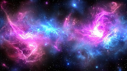 Fototapeta premium Cosmic nebula formation deep space digital art colorful environment wide-angle view celestial phenomena 