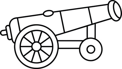 Cannon Icon Line Art Military Weapon Graphic