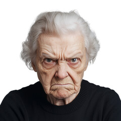 portrait of senior woman on transparent png background