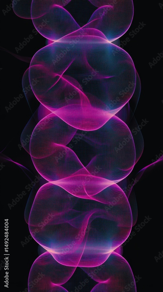 Aufkleber abstract mesh bubbles rising on black background generative art vertical composition modern design d