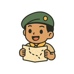 Illustration of cartoon a boy scout thai