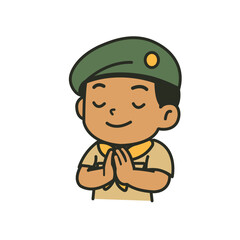 Illustration of cartoon a boy scout thai