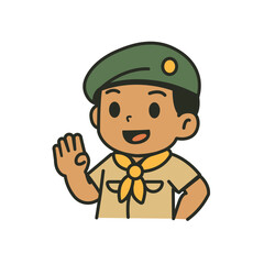Illustration of cartoon a boy scout thai
