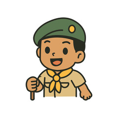 Illustration of cartoon a boy scout thai