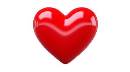 Obraz premium 3D heart icon in glossy red, love reaction style, front view, white background