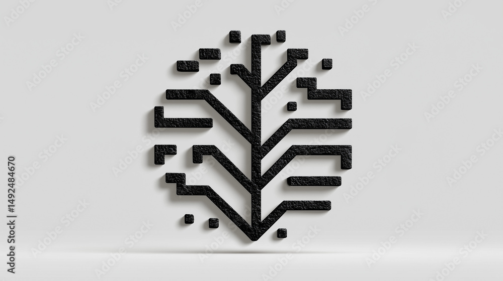Poster digital brain: an artistic digital representation of a brain, composed of interconnected circuits, i
