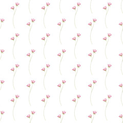 Seamless pattern, floral minimalist repeat background with watercolor flowers. Fabric wallpaper print texture. Perfectly for backdrop, wrapped paper.