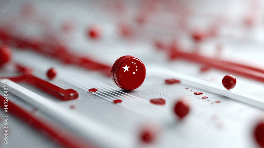 Poster china's flag symbol: a captivating close-up captures a singular sphere bearing the chinese flag, int