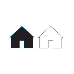 A vector illustration features a house icon set with symbols representing home, building, real estate, and residential property design.
