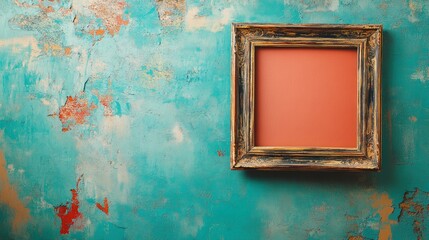 Antique frame on teal wall (14)