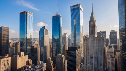 Obraz premium Majestic skyscrapers towering over financial district