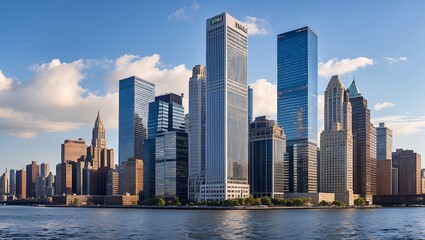 Naklejka premium Majestic skyscrapers towering over the financial district