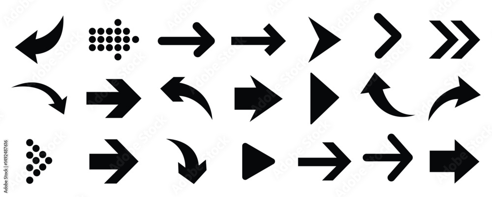 Poster arrows icon set. collection of arrow icon. arrow flat style vector isolated on white background. set