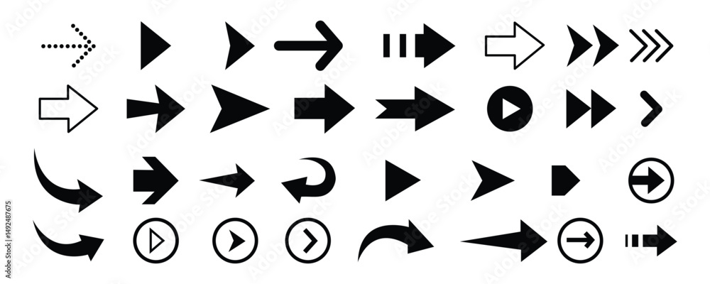 Poster arrows icon set. collection of arrow icon. arrow flat style vector isolated on white background. set