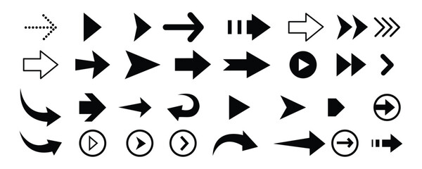 Arrows icon set. collection of Arrow icon.  Arrow flat style  vector isolated on white background. set of black vector arrows icons arrows