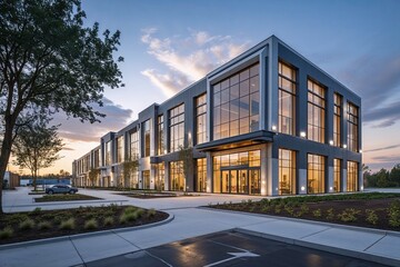 Obraz premium Magnificent Industrial Center with Modern Office Enclave and Impressive Exterior Design