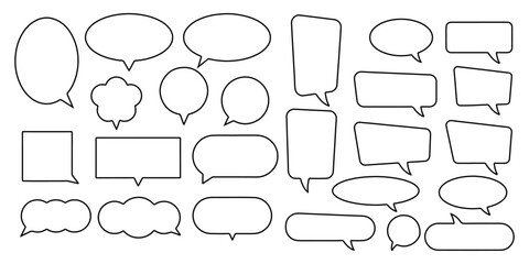 Fototapeta premium Speech bubble, speech balloon, chat bubble line art vector icon illustration on white background