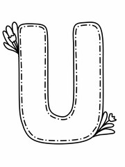 U alphabet, hand drawn letter