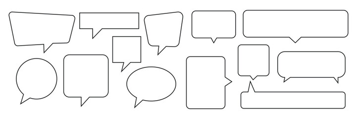 Speech bubble, speech balloon, chat bubble line art vector icon illustration on white background