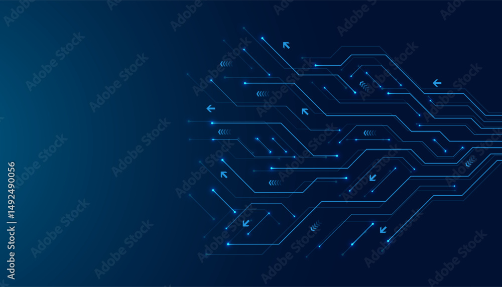 Poster creative idea ai banner concept for internet technology. motherboard technology abstract texture des
