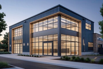 Contemporary Exterior of a Purpose-Built Storage Warehouse with Innovative Design Elements and Large View Windows