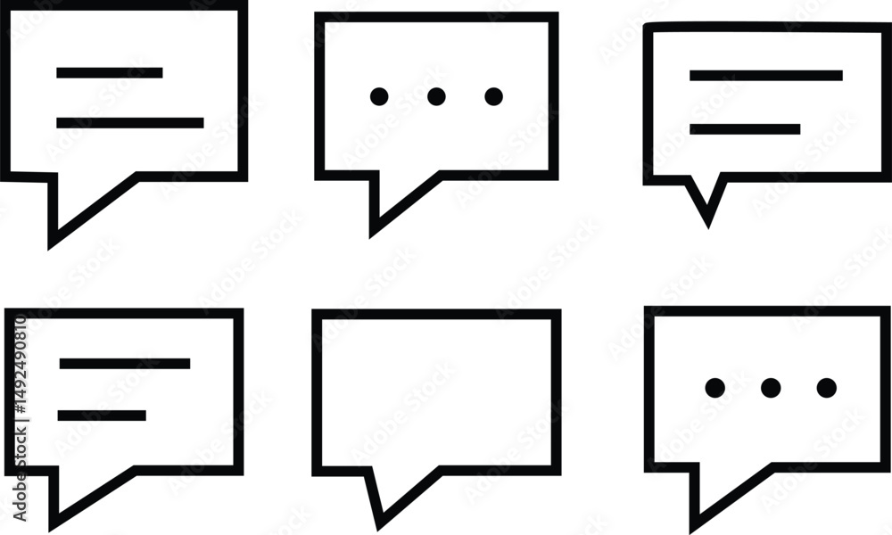 Poster message line icon set vector isolated on white background. bubble speech, dialogue, communication, s