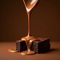 Brownie Bliss – Caramel Drizzle on Moist Chocolate Dessert