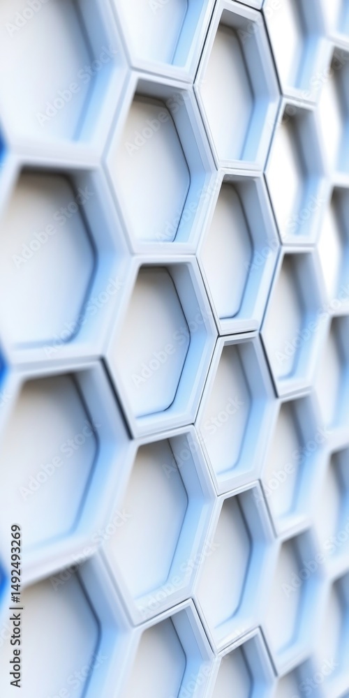 Aufkleber futuristic white hexagon pattern with blue energy. abstract geometric structure 3d rendering
