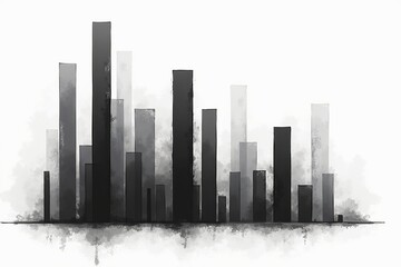 Abstract Bar Graph: Varying heights in monochrome illustration