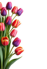 Fototapeta premium Vibrant Bouquet of Colorful Tulips on Transparent Background
