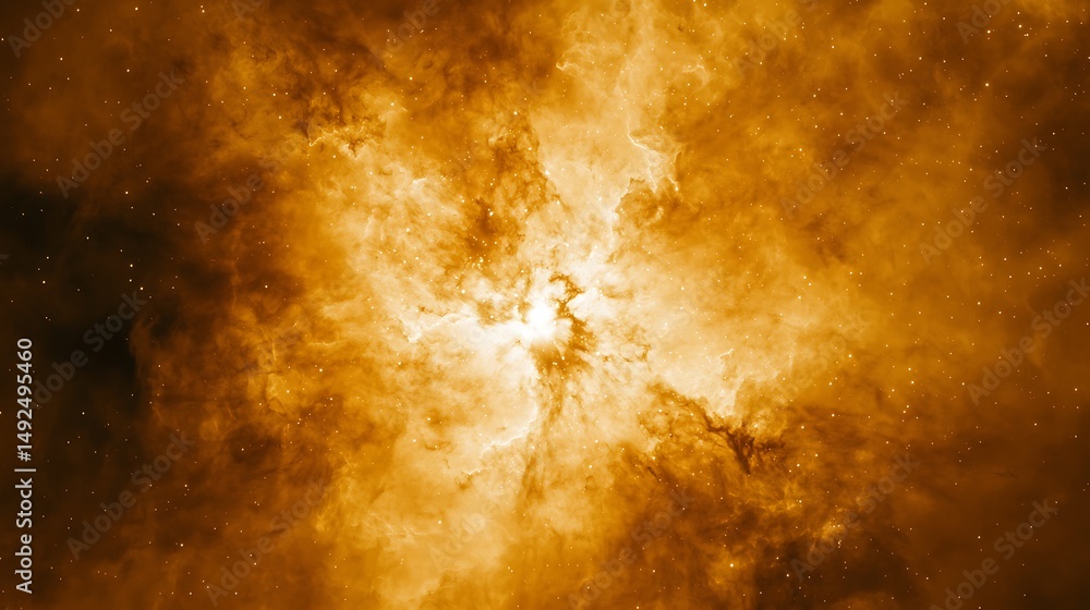Poster exploring cosmic nebulae outer space digital art celestial environment wide-angle view astronomical 